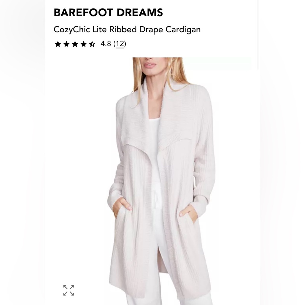 Barefoot Dreams Cream Ribbed Cardigan
